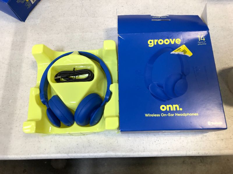 Photo 1 of onn | Bluetooth On-Ear Headphones (Blue, missing charging cable)
