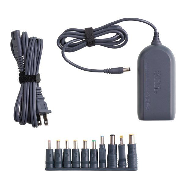 Photo 1 of onn. 65W Universal Laptop Charger with 10 Interchangeable Tips, Total 10 Feet Power Cords, Fits Most Laptops Like HP, Dell, Lenovo, onn. 2 Pk 
