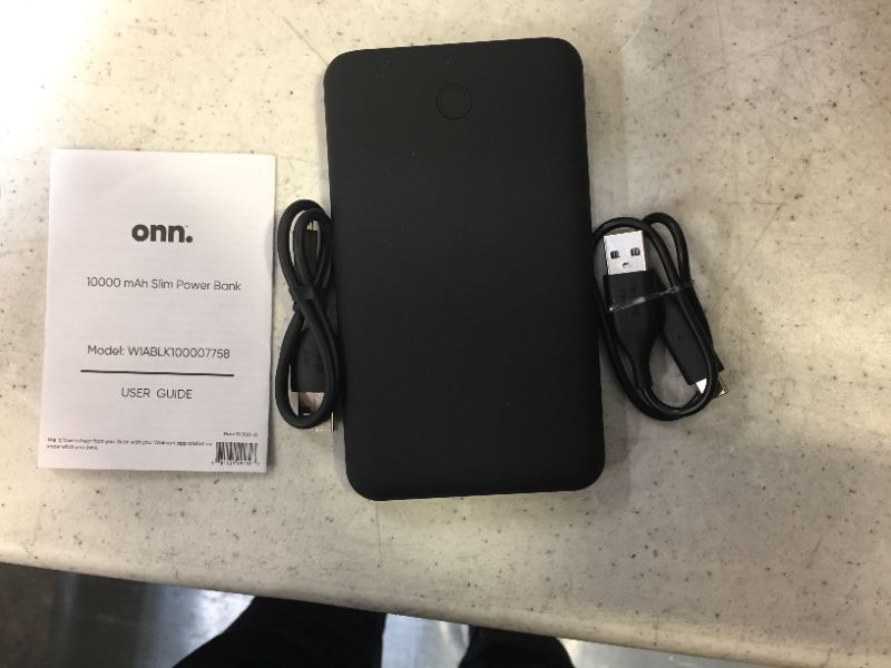 Photo 1 of onn. Dual-Port Portable Battery, 3x Charge, 10000 mAh - Black 
