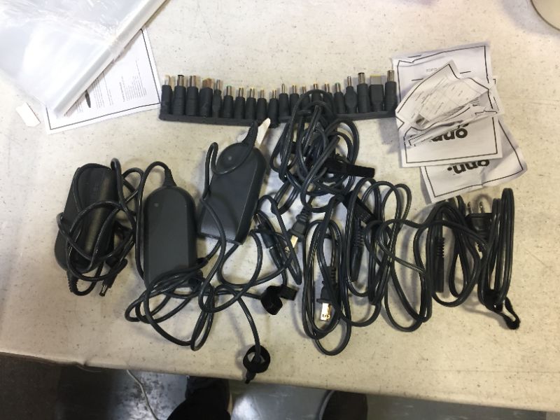 Photo 2 of onn. 65W Universal Laptop Charger with 10 Interchangeable Tips, Total 10 Feet Power Cords, Fits Most Laptops Like HP, Dell, Lenovo, onn. 3 Pk
