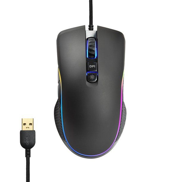 Photo 1 of onn. Gaming Mouse with RGB Lighting and 7 Programmable Buttons, Adjustable DPI from 200-7200, 6ft Cable
