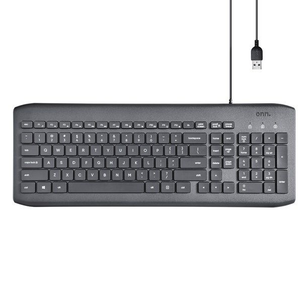 Photo 1 of onn. USB Computer Keyboard with 104-Keys, 5 ft Cable, Windows and Mac compatible
