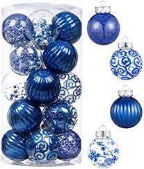 Photo 1 of  Shatterproof Clear Plastic Christmas Ball Ornaments Decorative Xmas Balls Baubles Set with Stuffed Delicate Decorations (24 Counts, Royal Blue)