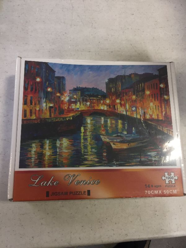 Photo 2 of 1000 Piece Jigsaw Puzzles for Adults, Large 70cm x 50cm 1000 Piece Puzzle Educational Game Toys and Unique Artwork for Families Adults Teens Age of 14 +, Venice Lake Side Oil Painting
