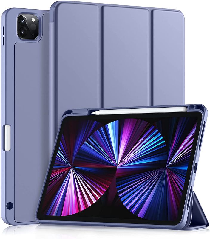 Photo 1 of Akkerds Case Compatible with iPad Pro 11 Inch Case 2021/2020 3rd/2nd Generation with Pencil Holder, 2nd Pencil Charging, Trifold Stand Protective Case Compatible with iPad Pro 11 Case, Blue Gray
