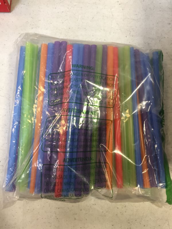 Photo 2 of [100 Count] Jumbo Smoothie Straws - 8.5" High - Assorted Colors
