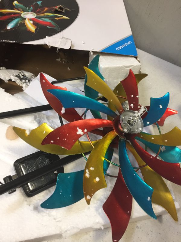 Photo 1 of Starryfill Solar Wind Spinner Outside Front LED Light with Color Changing Crackle Glass Ball Kinetic Single Direction Wind Spinner for Patio Lawn & Garden Decor