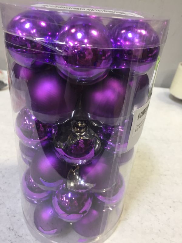 Photo 3 of 1.57" Christmas Ball Ornaments 36 Pcs Small Glass Christmas Tree Decorations Set Seamless Purple Christmas Ornaments Balls with Hanging Loop for Xmas Tree Holiday Party Wedding Decor