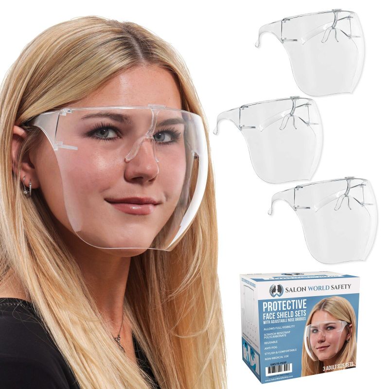 Photo 1 of 3 Salon World Safety Protective Face Shield Full Cover Visor Glasses, Anti-Fog