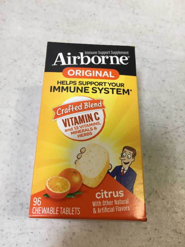 Photo 2 of Airborne Vitamin C Chewable Tablets, Citrus - 96 ct
Expires: March 2022