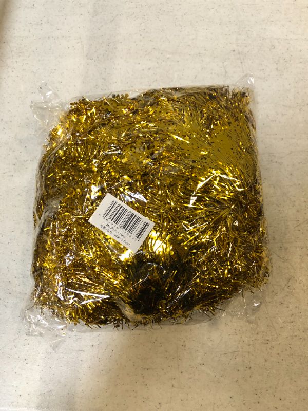 Photo 1 of 33Ft Christmas Tinsel Garland for Tree Tinsel Twist Garland Sparkly Streamer Hanging Holiday Tinsel Xmas Tree Decorations Wedding Party Supplies Indoor Outdoor Home Ornaments(Gold)

