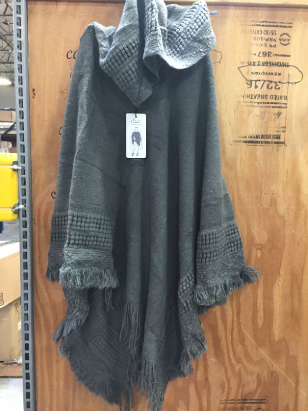 Photo 1 of FERAND WOMENS HOODED CAPE WITH FRINGED HEM CROCHET PONCHO KNITTING
GREY ONE SIZE