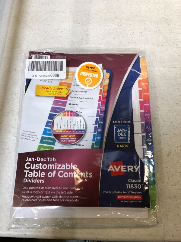 Photo 2 of Avery Monthly Dividers for 3 Ring Binders, Customizable Table of Contents, Multicolor Tabs, 6 Sets (11830)
