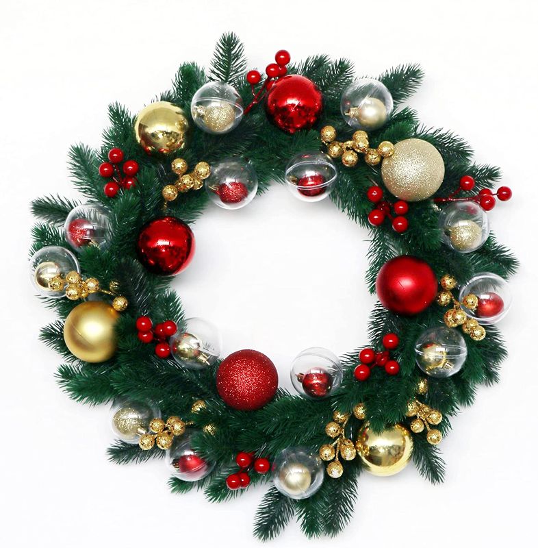Photo 1 of Christmas Wreath Artificial Christmas Hanging Wreath Garland Front Door Ornament Wall for Party Décor (GoldRed)
