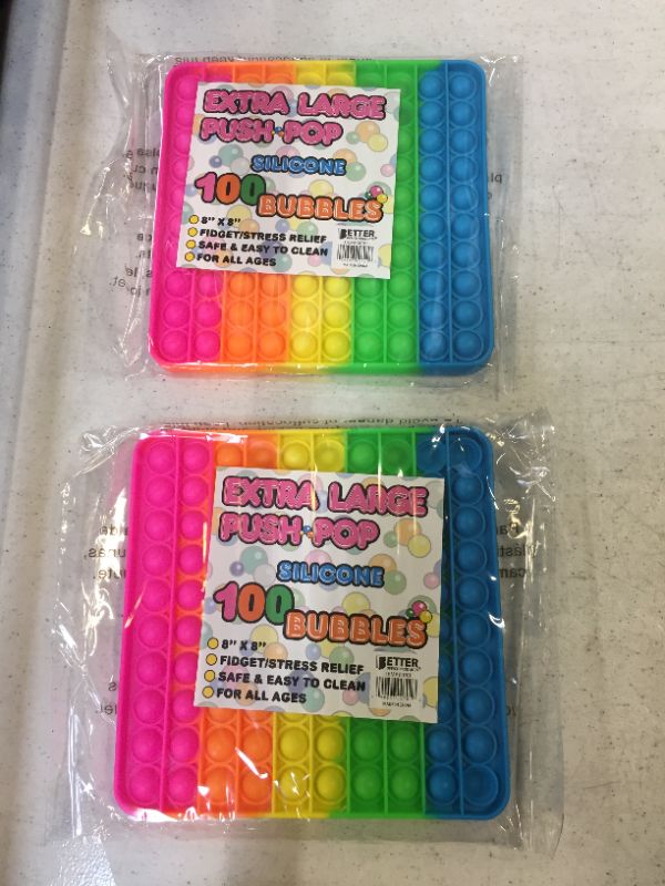 Photo 1 of Silicone Push Pop Extra Large, 100 Bubbles, Sensory Fidget Toy, 8" x 8" Square (10 x 10 Bubbles), Stress Reliever, Hot Neon Bright Colors, by Better Office Products (XL Silicone Pop Toy) -- 2 PCK