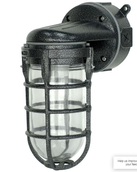 Photo 1 of 100W Incandescent Aluminum Cage Wall Mount, Hammered Black