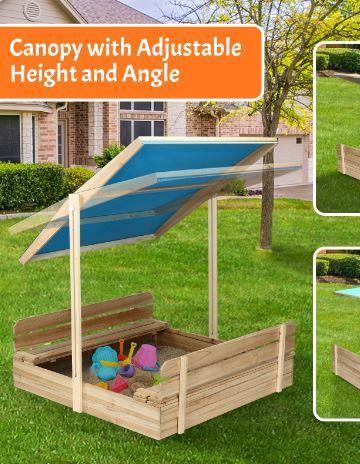 Photo 1 of 








Share to:      
KingSo Kids Sandbox with Cover Wooden Outdoor Sandbox with Canopy, 2 Foldable Bench Seats Large Sandbox with Adjustable Height and Rotatable Canopy