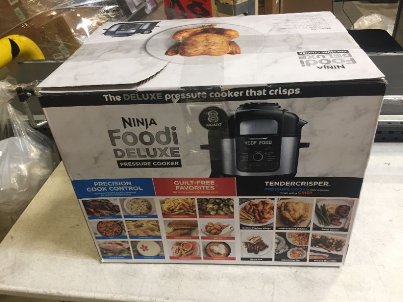 Photo 7 of Ninja FD401 Foodi 12-in-1 Deluxe XL 8 qt. Pressure Cooker & Air Fryer that Steams, Slow Cooks, Sears, Sautés, Dehydrates & More, with 5 qt. Crisper Basket, Deluxe Reversible Rack & Recipe Book, Silver
