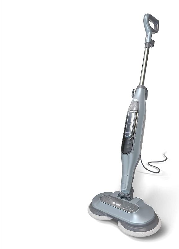 Photo 1 of Shark S7000AMZ Steam Mop, Steam & Scrub All-in-One Scrubbing and Sanitizing, Designed for Hard Floors, with 6 Dirt Grip Soft Scrub Washable Pads & 2 Steam Modes, Pure Water Blue
