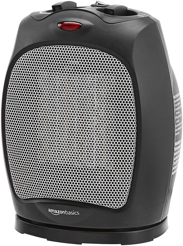 Photo 1 of Amazon Basics 1500W Oscillating Ceramic Heater with Adjustable Thermostat, Black