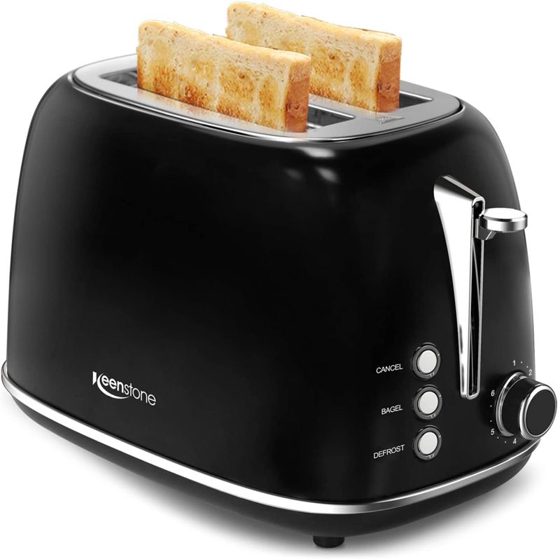 Photo 1 of 2-Slice Toasters Stainless Steel Bagel Toaster with Extra Wide Slots (Sleek Black)
