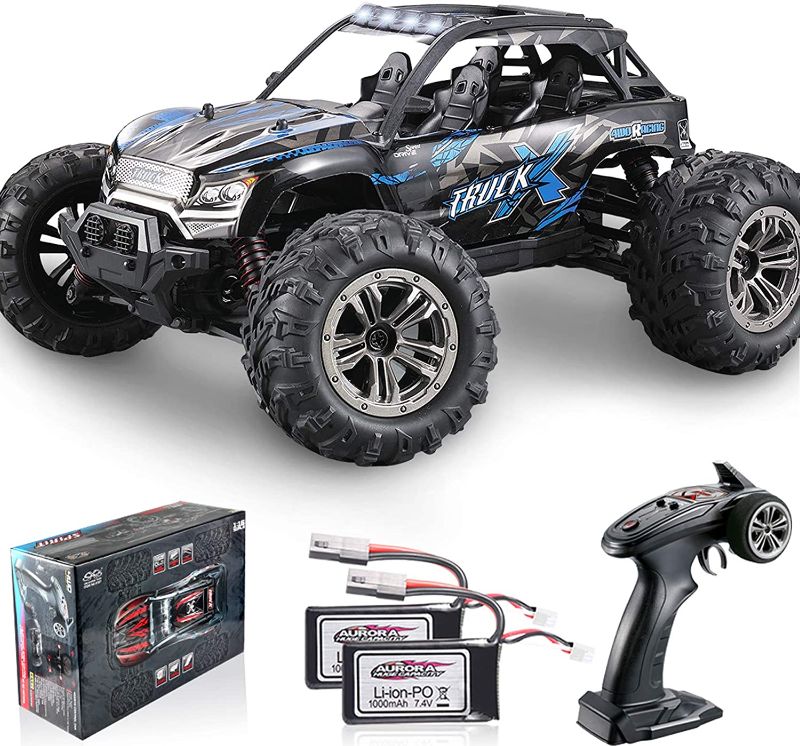 Photo 1 of Soyee RC Cars 1:10 Scale RTR 46km/h High Speed Remote Control Car All Terrain Hobby Grade 4WD Off-Road Waterproof Monster Truck Electric Toys for Kids and Adults -1600mAh Batteries x2