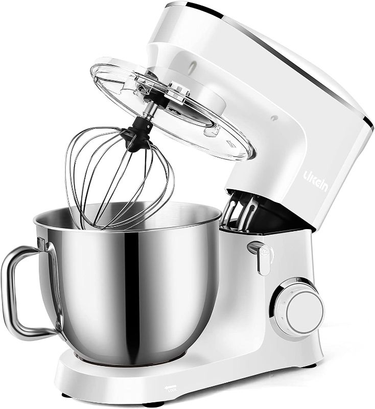 Photo 1 of Likein Stand Mixer, 7.4-QT 660W 6-Speed Tilt Head Kitchen Electric Food Mixer, with Dough Hook, Mixer Beater, Wire Whisk, Splash Guard (7.4QT, White)
