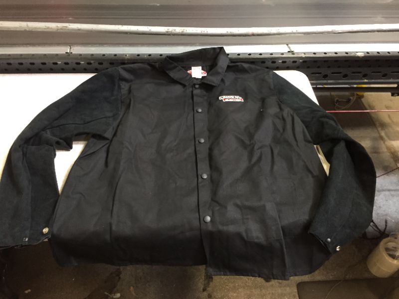 Photo 2 of Lincoln Electric Split Leather Sleeved Welding Jacket | Premium Flame Resistant Cotton Body | Black | 2XL | K3106-2XL
