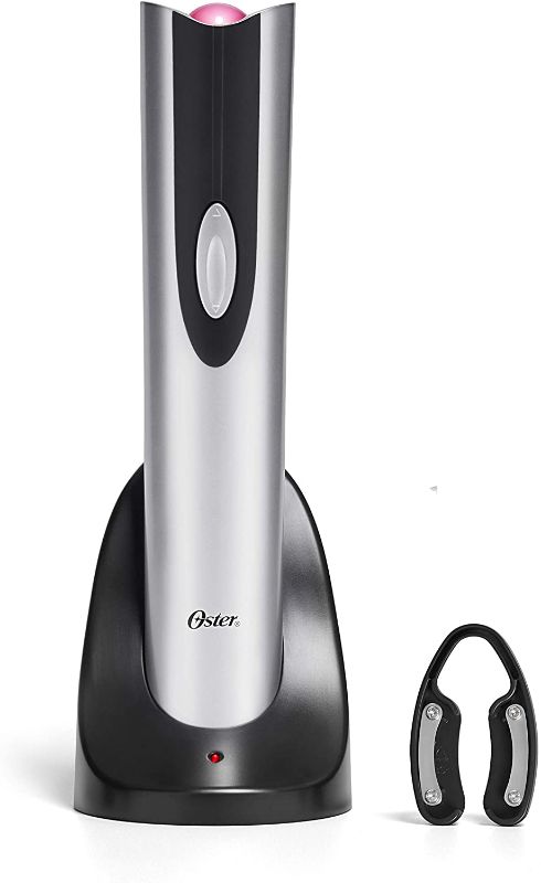 Photo 1 of Oster Cordless Electric Wine Bottle Opener with Foil Cutter, FFP - FPSTBW8207-S-AMZ, Silver, One
