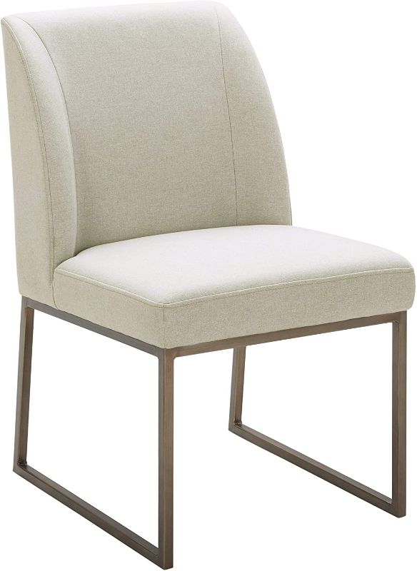 Photo 1 of Amazon Brand – Rivet Contemporary Dining Chair with Brass Metal Base, 34"H, Chalk
