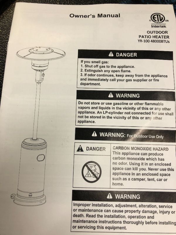 Photo 8 of Amazon Basics 46,000 BTU Outdoor Propane Patio Heater with Wheels, Commercial & Residential - Slate Gray
