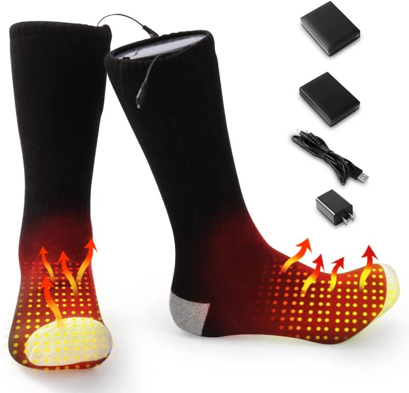 Photo 1 of WESTON Heated Socks for Men and Women - Rechargeable Electric Socks with 8-Hour Battery and 3 Heat Settings - Warm Gear for Hunting, Hiking, Fishing, Skiing
