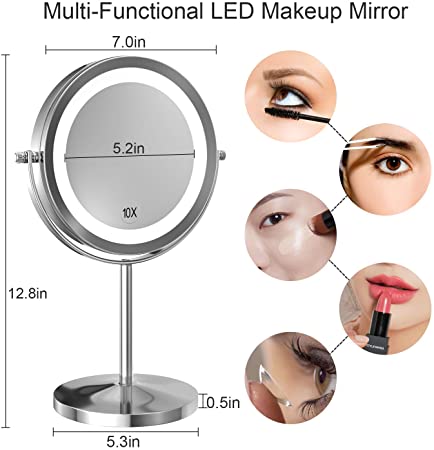Photo 1 of 7 icnh gospire 1x/10X LED makeup mirror 