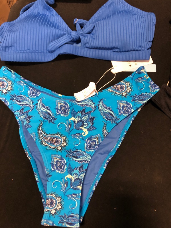 Photo 6 of Charlee Blue Paisley Knotted Bikini Size Large NEW / Penny Black Tank Low Waisted Bikini NEW Size Large