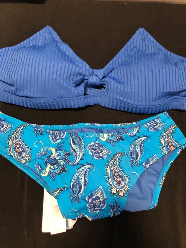 Photo 3 of Charlee Blue Paisley Knotted Bikini NEW SIze Large