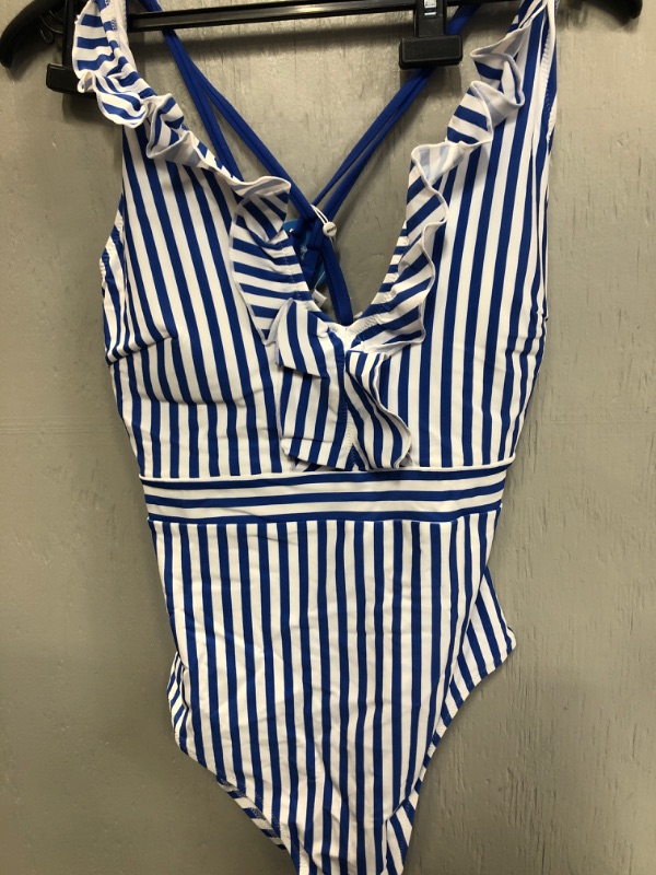 Photo 2 of 1 Piece Bathing Suit Swimwear Striped NEW Size L/XL 