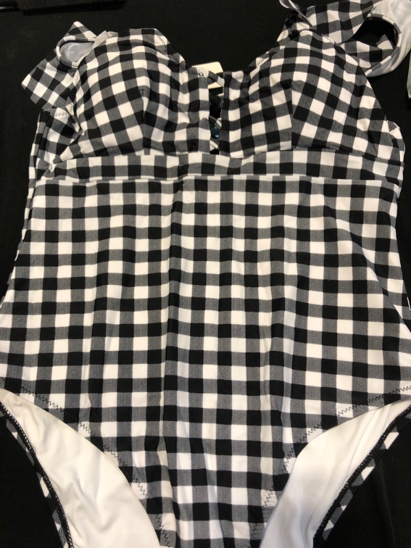 Photo 2 of 1 Piece Bathing Suit Swimwear Checkered Black and White NEW Size L/XL