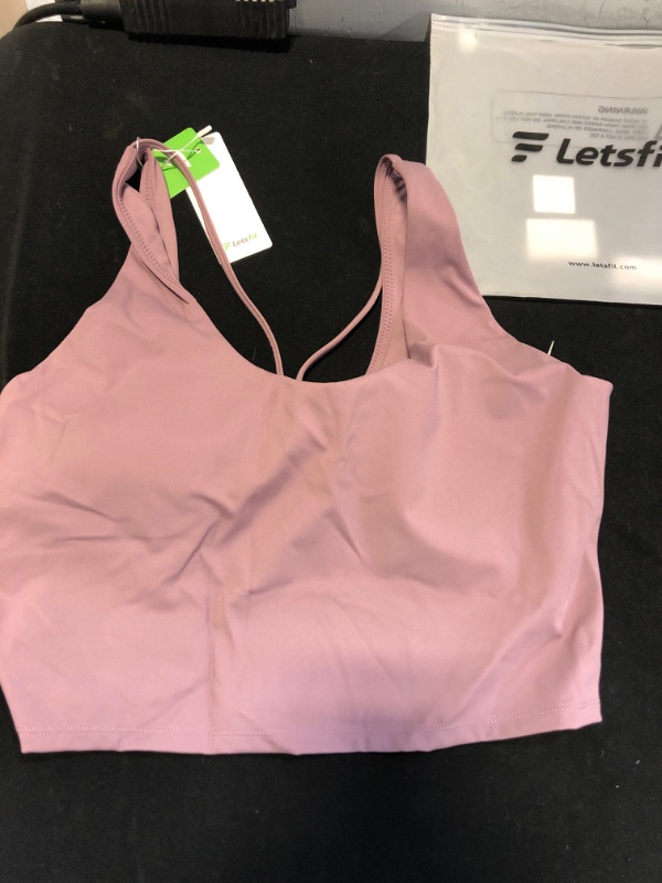 Photo 2 of 

Letsfit ES7 High quality Crossed Back Women Crop Top Removable Pads Yoga Tops High Impact Support Workout Size XL NEW