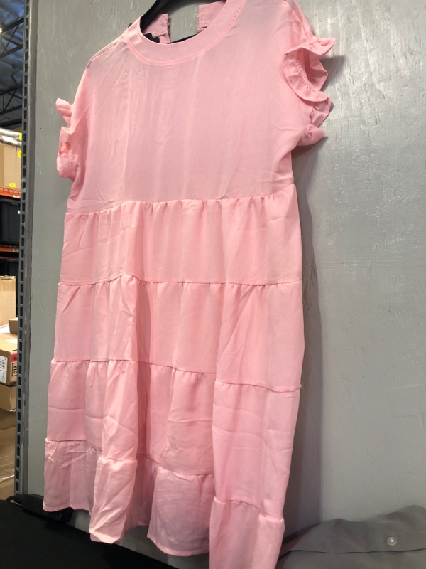 Photo 3 of Womens Pink Baby Doll Short Sleeve Sundress New Size L/XL Loose Fit
