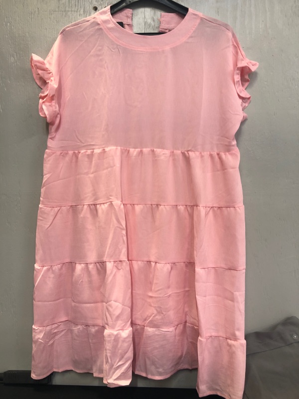Photo 1 of Womens Pink Baby Doll Short Sleeve Sundress New Size L/XL Loose Fit
