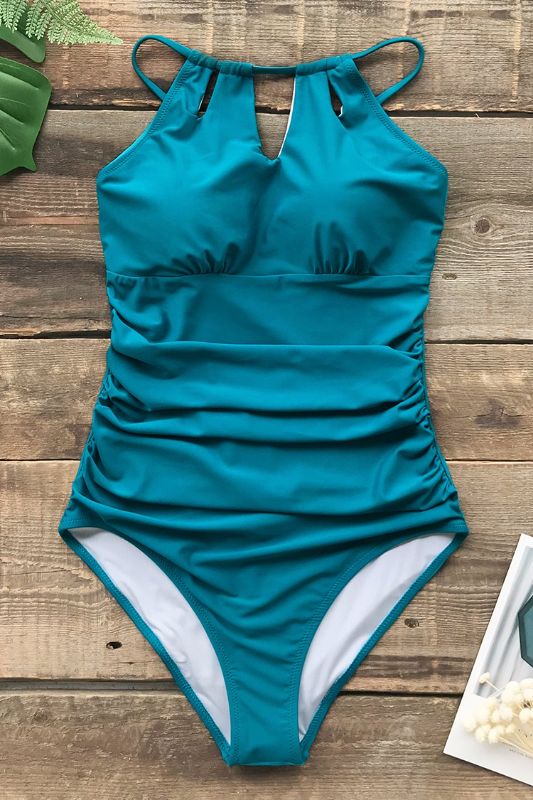 Photo 1 of Halter Lace-Up Back One Piece Swimsuit New Size L 