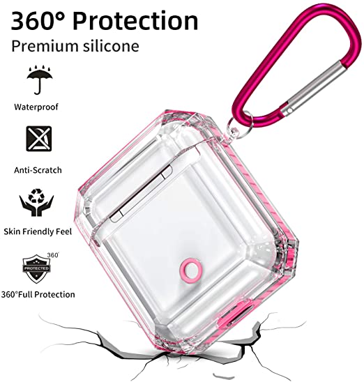 Photo 1 of 
Roll over image to zoom in
Fitlink Case for AirPods 2&1, Anti-Scratch Shock-Absorption Soft TPU Crystal Clear Case Cover for Apple AirPods 2&1 in Charging Case with Carabiner (AirPods with Wireless Charging Case, Pink) pack of 3 