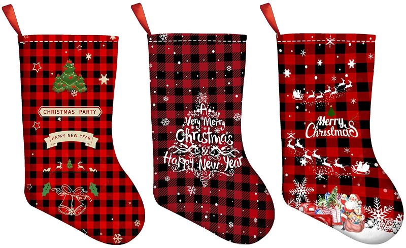Photo 1 of 2 PACK - KOLVIIV Christmas Stockings,3 Pack 10 Inch Stocking Bags and Christmas Hanging Socks for Party Decoration and Xmas Day