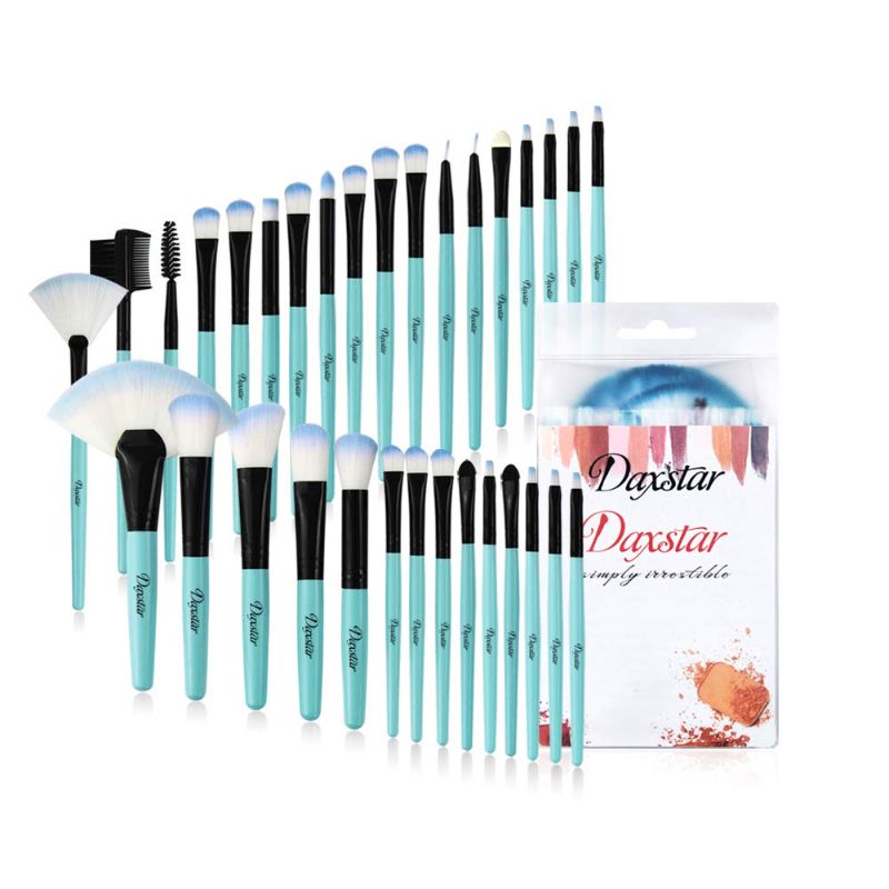 Photo 1 of 2 PACK Blue Makeup Brushes, 32Pcs Essential Eyeshadow Eyeliner Face Powder Cream Liquid Cosmetic Brushes Kits with Cruelty-Free Synthetic Fiber Bristles