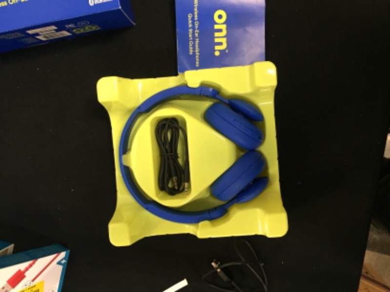 Photo 4 of onn. Bluetooth On-Ear Headphones, Blue


