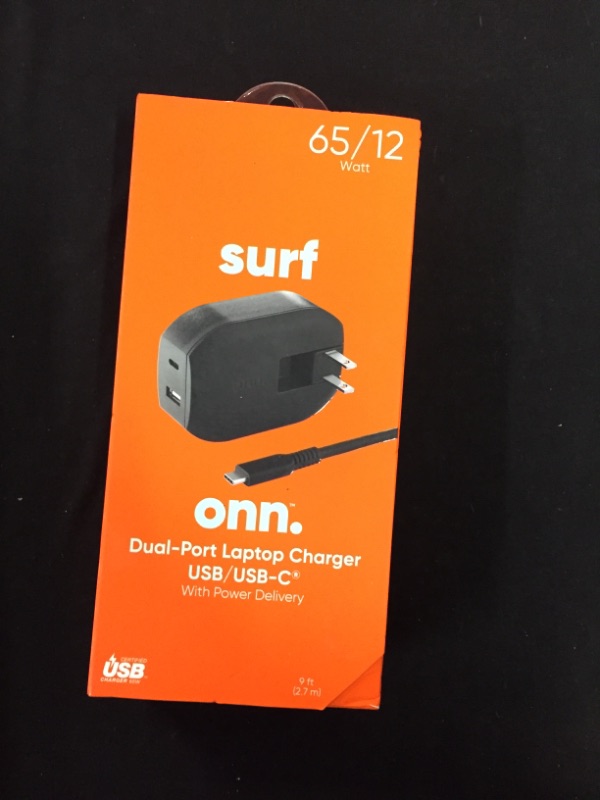 Photo 3 of onn. Dual-Port Laptop Charger USB/USB-C with Power Delivery, 9ft Power Cord, Compatible with Most USB-C Charged Devices
