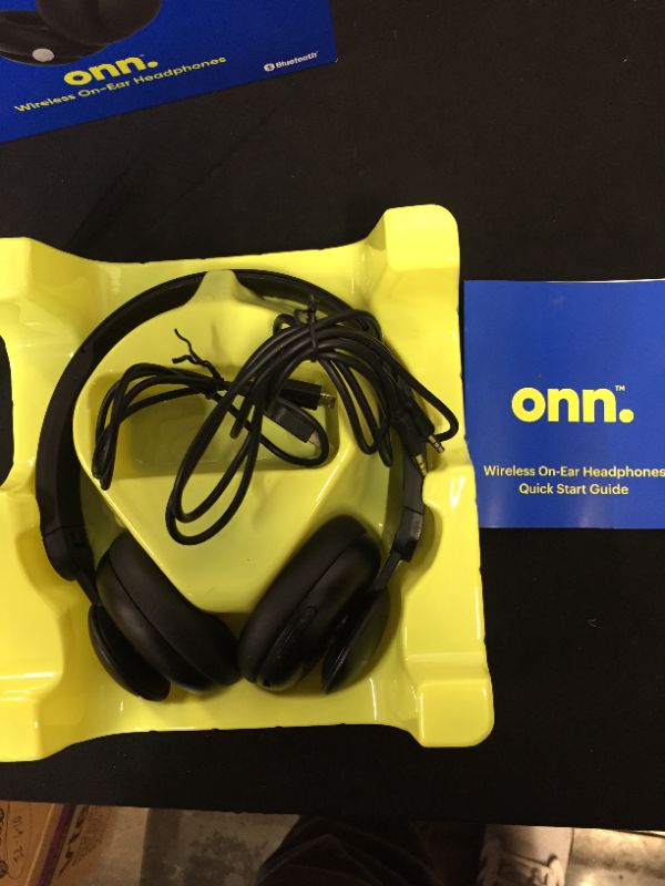 Photo 2 of onn. Bluetooth On-Ear Headphones, Black
