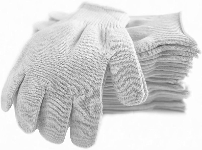 Photo 1 of 10Pcs Cotton Gloves Liners String Knit Safety Protection Work Gloves Lightweight ,Natural white ---- ADULT SIZE LARGE