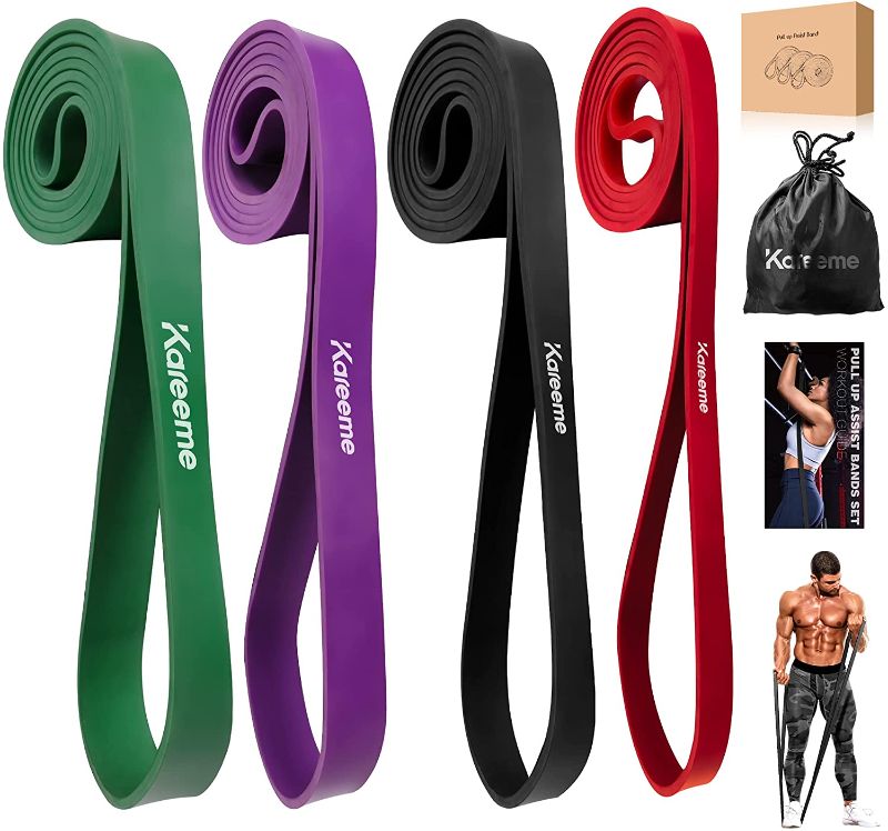 Photo 1 of Pull Up Assist Bands Set 4pcs, Resistance Bands for Men & Women, Heavy Duty Fitness Workout Bands Durable Exercise Stretch Bands for Chin Ups Mobility Powerlifting Crossfit Yoga Home Gym Workouts
