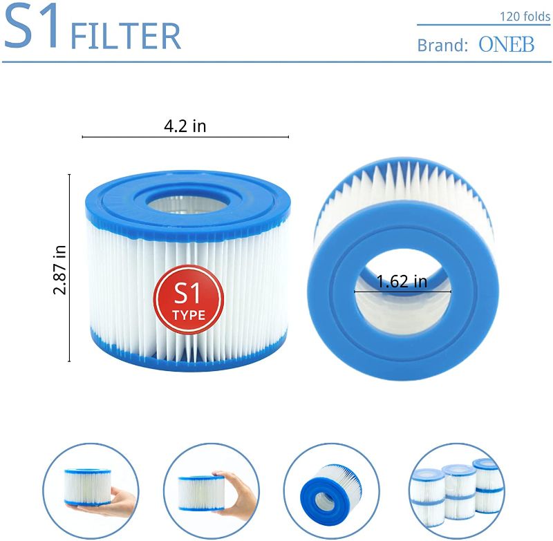 Photo 1 of 2 PACK ---- ONEB for Intex Hot Tub Filter,S1 Filters for Intex Spa Hot Tub,for Intex S1 Filter,for Intex 29011E Type S1 PureSpa Easy Set Pool Spa Hot Tub Filter Replacement Cartridges 
